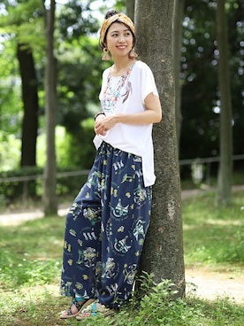 「アイテム（ヘアバンド）」を使った、こがっちさん（レディース・163cm）の夏コーディネート