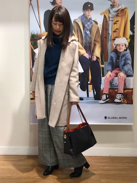 「ブルーニット」｜「アイテム（その他アウター）」を使った、★りっつー【ヨドバシ吉祥寺店】さん（レディース・166cm）の冬コーディネート
