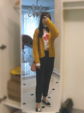 「H&M DIVIDED（エイチアンドエム　ディヴァイデッド）のアイテム（スラックス）」を使った、-Lorrrrlyさん（レディース・165cm）の秋コーディネート