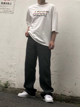 「DAIRIKU（ダイリク）のアイテム（スラックス）」を使った、がっしゃいさん（メンズ・173cm）の夏コーディネート