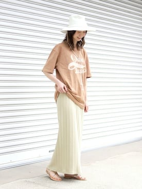 「SLOBE IENA（スローブイエナ）のアイテム（ハット）」を使った、tsugumiさん（レディース・160cm）の夏コーディネート