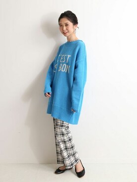 「ロゴニット」｜「アイテム（バレエシューズ）」を使った、tsugumiさん（レディース・160cm）の冬コーディネート