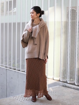 「SLOBE IENA（スローブイエナ）の【ROVERETO/ロベレート】スクエアステッチブーツ◆（ブーツ）」を使った、tsugumiさん（レディース・160cm）の冬コーディネート