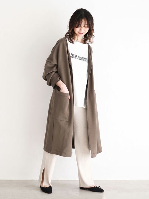 SLOBE IENA　ロングガウン　ロングカーディガン　カットソー素材　裏毛 SLOBE IENA - SLOBE IENA ロングガウン ロングカーディガン カットソー