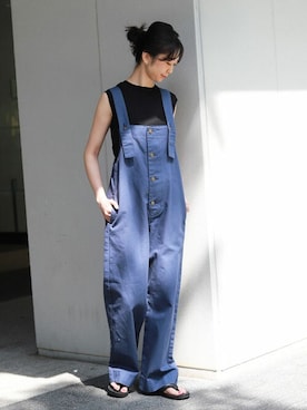 「スローブイエナ」｜「アイテム（オールインワン・サロペット）」を使った、tsugumiさん（レディース・160cm）の春コーディネート