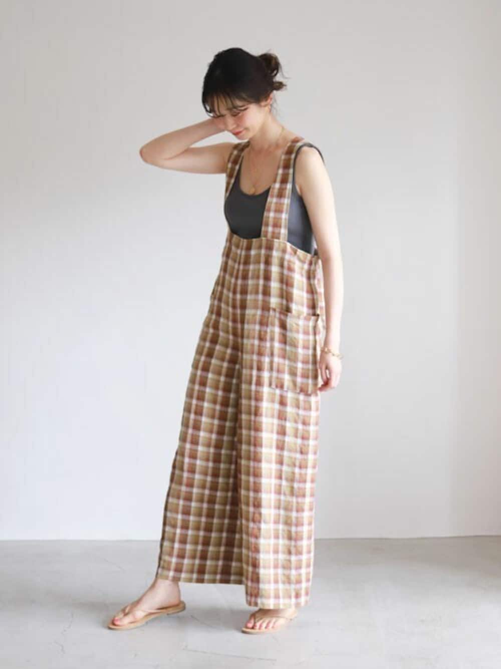SLOBE IENA（スローブイエナ）の「リネン混オールインワン【手洗い可能