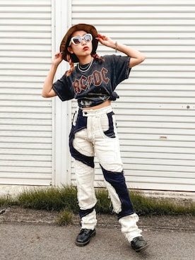 「M.Y.O.B（エム.ワイ.オー.ビー）のアイテム（パンツ）」を使った、　MeGさん（レディース・153cm）の夏コーディネート