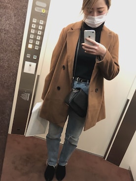 「LEPSIM（レプシィム）のアイテム（チェスターコート）」を使った、RK.さん（レディース・163cm）の冬コーディネート