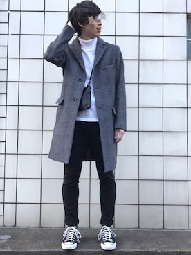 「BEAUTY&YOUTH UNITED ARROWS」｜「アイテム（チェスターコート）」を使った、KENJIさん（メンズ・170cm）の冬コーディネート