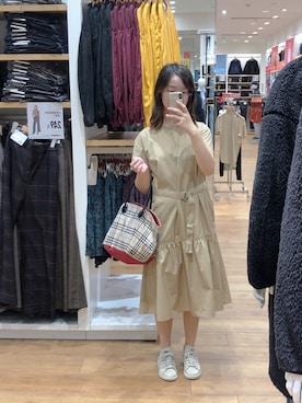 「通勤穿搭」｜「アイテム（ワンピース）」を使った、无限非概率驱动器さん（レディース・164cm）の秋コーディネート