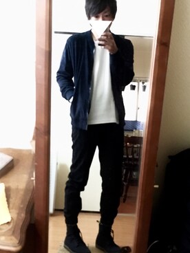 「ベロア」｜「アイテム（MA-1）」を使った、らしーさん（メンズ・170cm）の春コーディネート