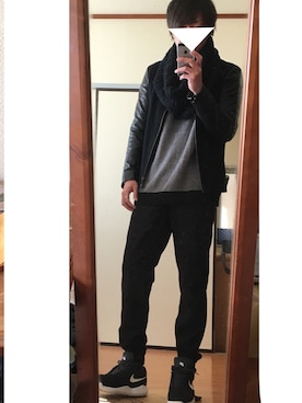 「HALB（ハルプ）のアイテム（ファッション雑貨）」を使った、らしーさん（メンズ・170cm）の冬コーディネート
