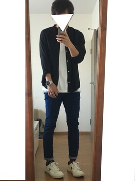 「CONVERSE（コンバース）のCONVERSE コンバース ONE STAR(A) 32340280 OX *WHITE/BLACK （スニーカー）」を使った、らしーさん（メンズ・170cm）の春コーディネート