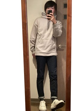 「CONVERSE（コンバース）のCONVERSE コンバース ONE STAR(A) 32340280 OX *WHITE/BLACK （スニーカー）」を使った、らしーさん（メンズ・170cm）の冬コーディネート