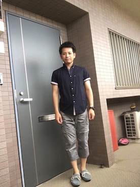 「JUNMEN（ジュンメン）のアイテム（パンツ）」を使った、ノーリンさん（メンズ・165cm）の夏コーディネート