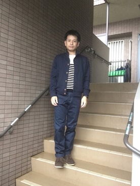 「JUNMEN（ジュンメン）のアイテム（パンツ）」を使った、ノーリンさん（メンズ・165cm）の秋コーディネート