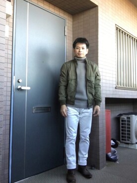 「URBAN RESEARCH（アーバンリサーチ）のアイテム（ミリタリージャケット）」を使った、ノーリンさん（メンズ・165cm）の冬コーディネート