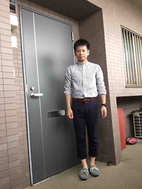 「アイテム（モカシン/デッキシューズ）」を使った、ノーリンさん（メンズ・165cm）の夏コーディネート