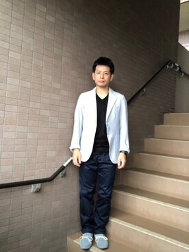 「JUNMEN（ジュンメン）のアイテム（パンツ）」を使った、ノーリンさん（メンズ・165cm）の夏コーディネート