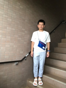 「アイテム（腕時計、ブルー系）」を使った、ノーリンさん（メンズ・165cm）の夏コーディネート