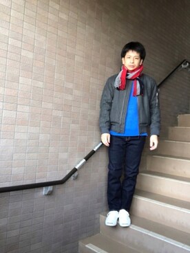 「アイテム（MA-1）」を使った、ノーリンさん（メンズ・165cm）の冬コーディネート