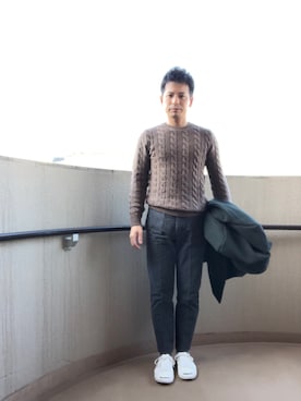 「JOURNAL STANDARD relume（ジャーナルスタンダード　レリューム）のアイテム（ステンカラーコート）」を使った、ノーリンさん（メンズ・165cm）の冬コーディネート