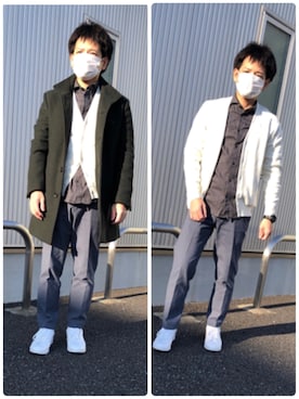 「JOURNAL STANDARD relume（ジャーナルスタンダード　レリューム）のアイテム（ステンカラーコート）」を使った、ノーリンさん（メンズ・165cm）の春コーディネート