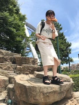 「AS as know as（エーエス アズノウアズ）のアイテム（Tシャツ/カットソー）」を使った、amiさん（レディース・165cm）の夏コーディネート