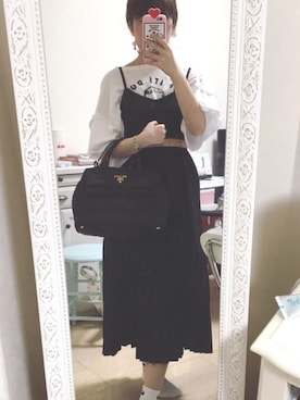 「プラダ」｜「アイテム（ワンピース/ドレス）」を使った、nanaさん（レディース・155cm）の夏コーディネート