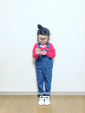 「スーパースター」｜「アイテム（オールインワン・サロペット）」を使った、a o さん（キッズ・100cm）の春コーディネート