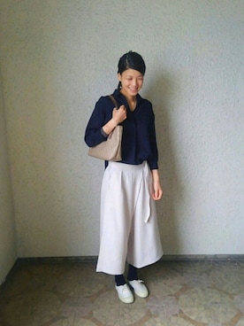 「えり抜きシャツ」｜pann さん（レディース・165cm）の春コーディネート