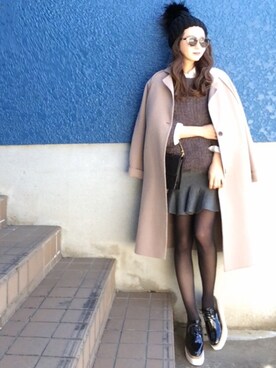 「11AM（-）のアイテム（スカート）」を使った、shino◡̈*❤︎さん（レディース・154cm）の冬コーディネート
