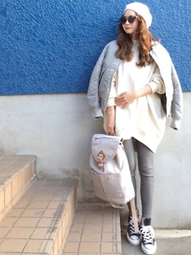 「UNIQLO（ユニクロ）のアイテム（ブルゾン）」を使った、shino◡̈*❤︎さん（レディース・154cm）の冬コーディネート