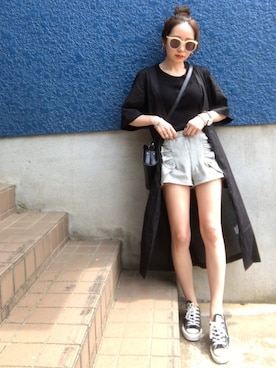 「RIM.ARK（リムアーク）のアイテム（その他アウター）」を使った、shino◡̈*❤︎さん（レディース・154cm）の夏コーディネート