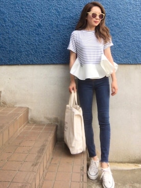 「A.D.S.R.（エーディーエスアール）のA.D.S.R　エー・ディー・エス・アール　MILLIE　ミリー（サングラス）」を使った、shino◡̈*❤︎さん（レディース・154cm）の夏コーディネート