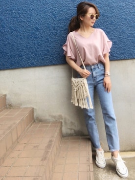 「A.D.S.R.（エーディーエスアール）のA.D.S.R　エー・ディー・エス・アール　MILLIE　ミリー（サングラス）」を使った、shino◡̈*❤︎さん（レディース・154cm）の夏コーディネート