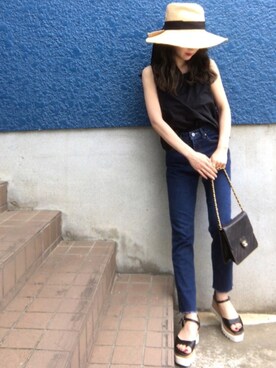 「IENA（イエナ）のアイテム（ハット）」を使った、shino◡̈*❤︎さん（レディース・154cm）の夏コーディネート