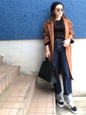 「LAULEN（ローレン）のアイテム（チェスターコート）」を使った、shino◡̈*❤︎さん（レディース・154cm）の秋コーディネート