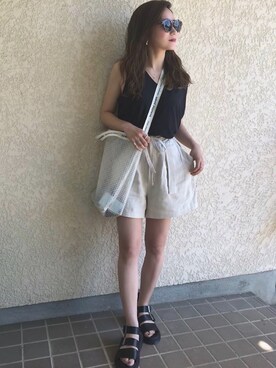 「CANAL JEAN（キャナルジーン）のPt(ピーティー) カシューピアス（ピアス（両耳用））」を使った、shino◡̈*❤︎さん（レディース・154cm）の春コーディネート