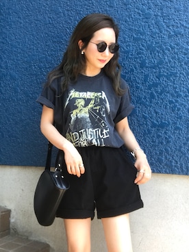 「CANAL JEAN（キャナルジーン）のPt(ピーティー) カシューピアス（ピアス（両耳用））」を使った、shino◡̈*❤︎さん（レディース・154cm）の夏コーディネート