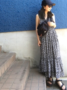「Teva（テバ）のTeva / プラットフォーム ユニバーサル（サンダル）」を使った、shino◡̈*❤︎さん（レディース・154cm）の夏コーディネート