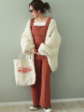 「LAULEN（ローレン）のアイテム（サロペット/オーバーオール）」を使った、shino◡̈*❤︎さん（レディース・154cm）の秋コーディネート