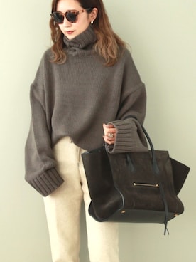 「CANAL JEAN（キャナルジーン）のPt(ピーティー) カシューピアス（ピアス（両耳用））」を使った、shino◡̈*❤︎さん（レディース・154cm）の冬コーディネート