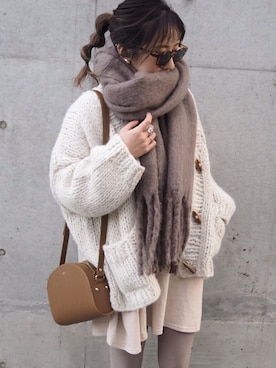 shino◡̈*❤︎さんの「Thick Fringe muffler」を使ったコーディネート