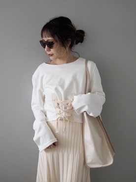 「LAULEN（ローレン）のアイテム（スウェット）」を使った、shino◡̈*❤︎さん（レディース・154cm）の春コーディネート