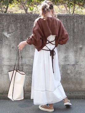 「LAULEN（ローレン）のアイテム（スウェット）」を使った、shino◡̈*❤︎さん（レディース・154cm）の春コーディネート