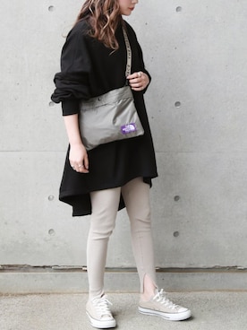 「Shelly island（シェリーアイランド）のアイテム（レギンス/スパッツ）」を使った、shino◡̈*❤︎さん（レディース・154cm）の春コーディネート