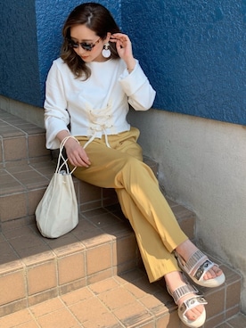 「LAULEN（ローレン）のアイテム（スウェット）」を使った、shino◡̈*❤︎さん（レディース・154cm）の春コーディネート