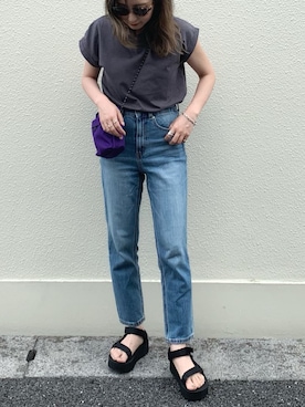 「Teva（テバ）のTeva / プラットフォーム ユニバーサル（サンダル）」を使った、shino◡̈*❤︎さん（レディース・154cm）の夏コーディネート