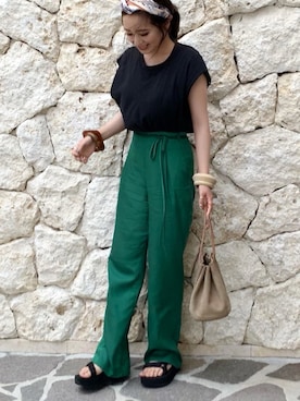 「Teva（テバ）のTeva / プラットフォーム ユニバーサル（サンダル）」を使った、shino◡̈*❤︎さん（レディース・155cm）の夏コーディネート